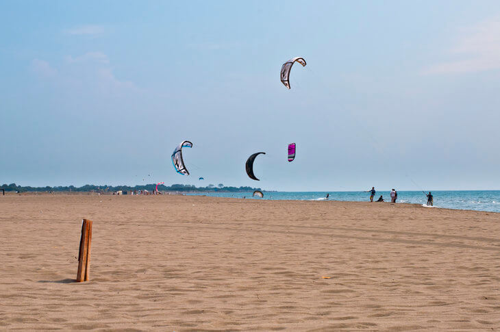Velika Plaza in Ulcinj, Montenegro is the perfect place to kite surf, sunbathe, hang out and party after the sun goes down.